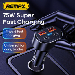 REMAX Chargeur de voiture rapide Série Duke 75W PD+QC 2C+2A RCC329