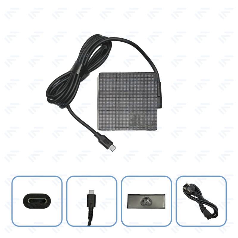 Chargeur 90W pour Ordinateur Portable Type-C Adaptateur Secteur Embout Type-C