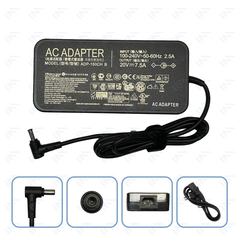 Chargeur 150W pour Ordinateur Portable ASUS Adaptateur Secteur Embout avec aiguille Φ6.0 × Φ3.7