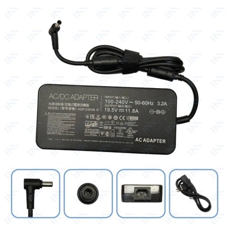 Chargeur 230W pour Ordinateur Portable ASUS Adaptateur Secteur Embout avec aiguille Φ6.0 × Φ3.7