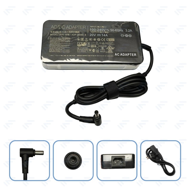 Chargeur 280W pour Ordinateur Portable ASUS Adaptateur Secteur Embout avec aiguille Φ6.0 × Φ3.7