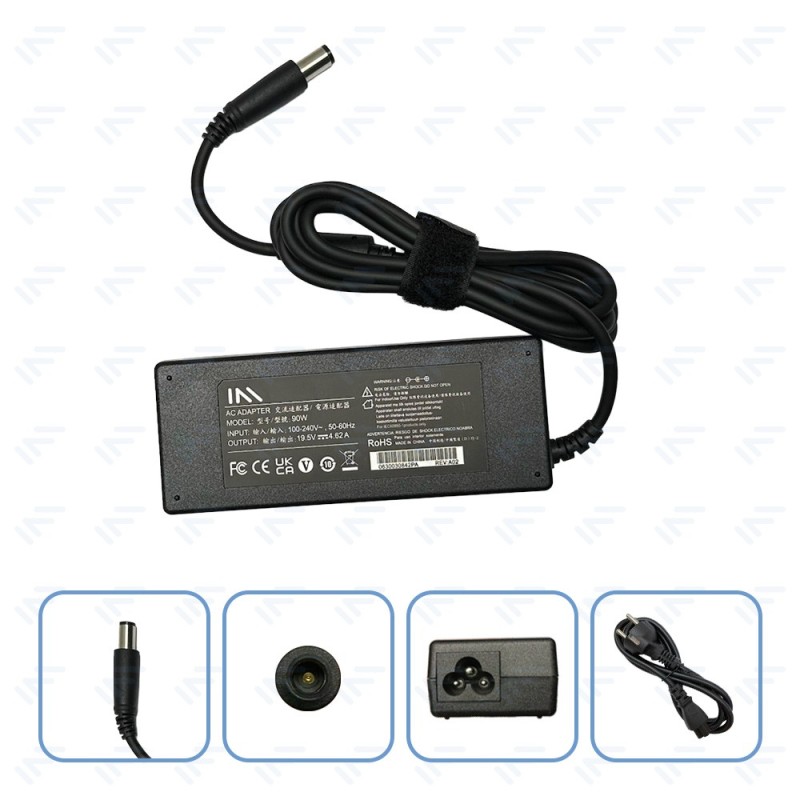 Chargeur 90W pour Ordinateur Portable Dell Adaptateur Secteur Embout Φ7.4 × Φ5.0