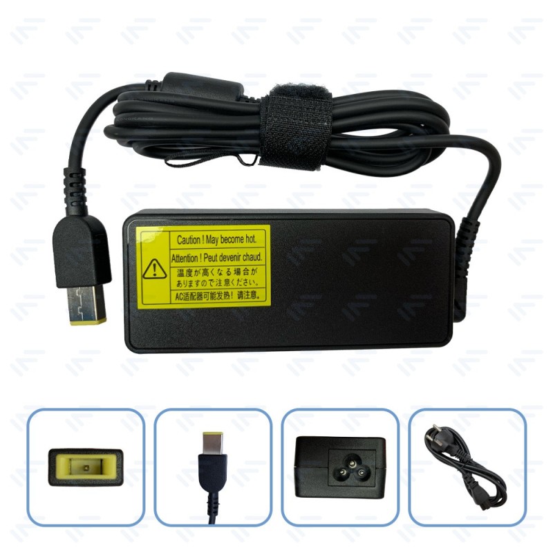Chargeur 65W pour Ordinateur Portable Lenovo Adaptateur Secteur Embout avec aiguille USB