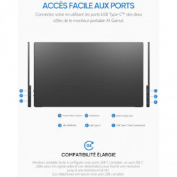 ARZOPA Ecran Portable A1 GAMUT 15.6" 1920x1080 FHD IPS 100% SRGB pour Ordinateur Portable/PC/Mac/PS4/5/Xbox